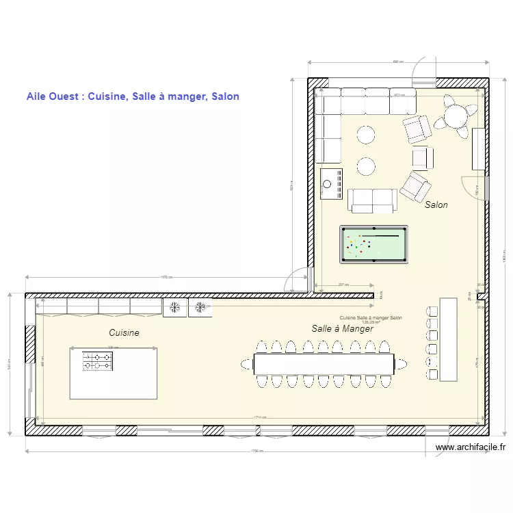 Cuisine salle a manger. Plan de 