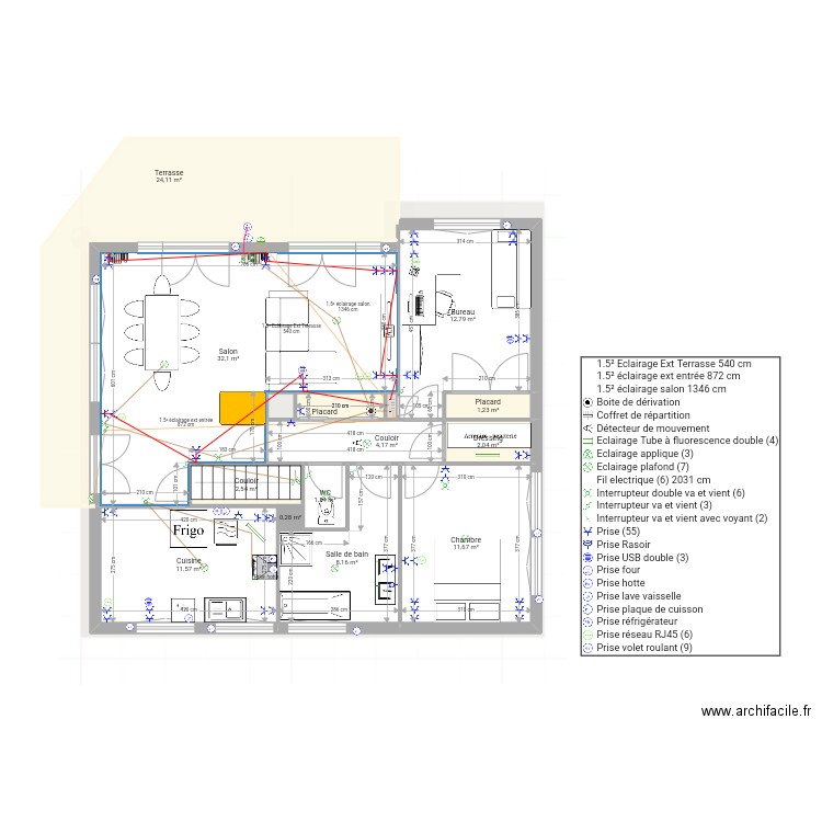 Maison RdC Vtravaux. Plan de 15 pièces et 114 m2