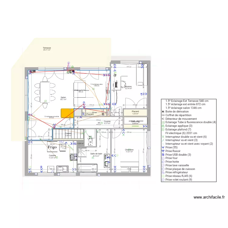 Maison RdC Vtravaux. Plan de 
