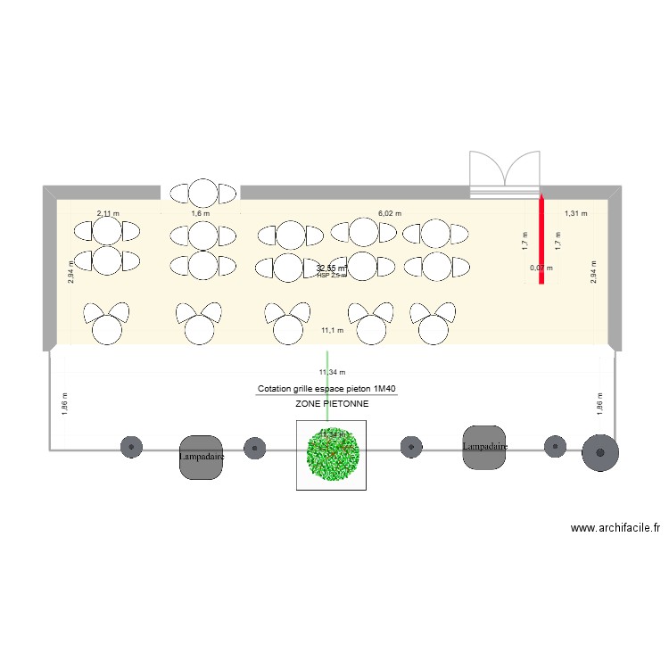 Terrase Siena 2024. Plan de 2 pièces et 54 m2
