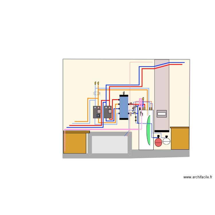 Teissier Chantal, chaufferie. Plan de 3 pièces et 18 m2