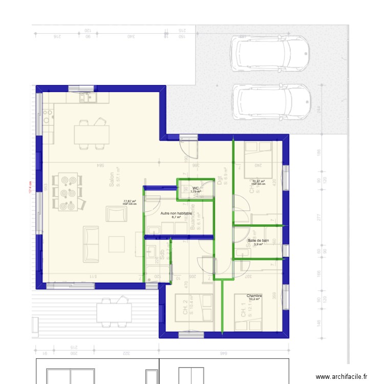 Plan Archi v02 ter. Plan de 6 pièces et 110 m2
