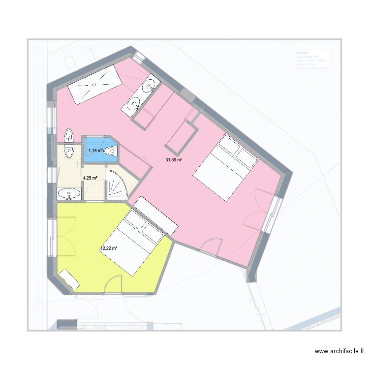 CH1 et 2 v1. Plan de 4 pièces et 49 m2