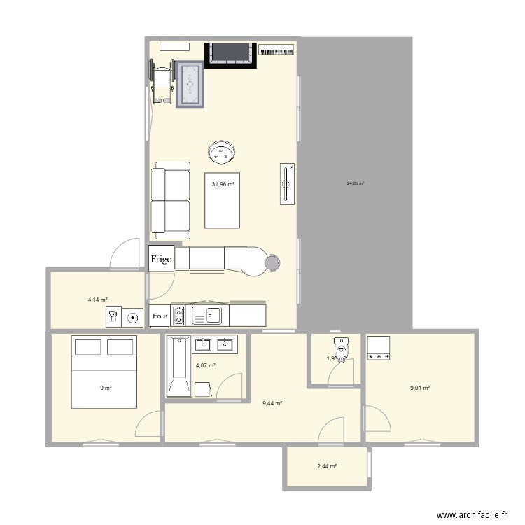 Maison Gaby et JM. Plan de 8 pièces et 72 m2