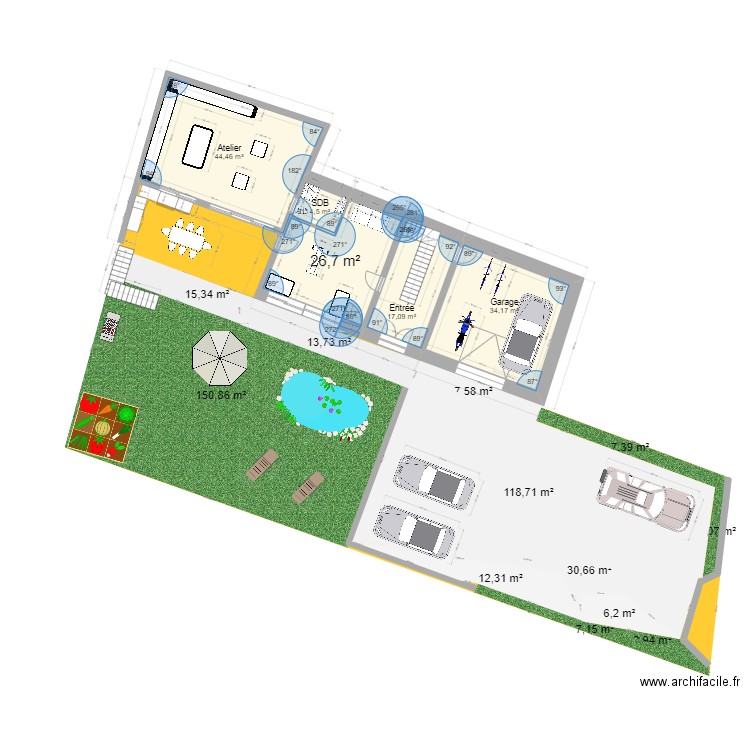 plan remise RDC avec cadastre option 2. Plan de 7 pièces et 284 m2