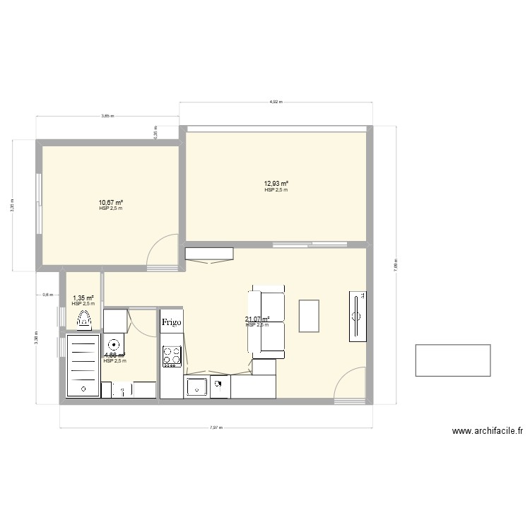 apt la Saline propo 8. Plan de 5 pièces et 51 m2