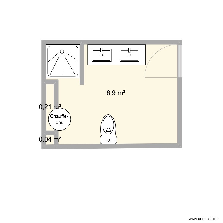 Luz - Sdb RDC av tvx. Plan de 3 pièces et 7 m2