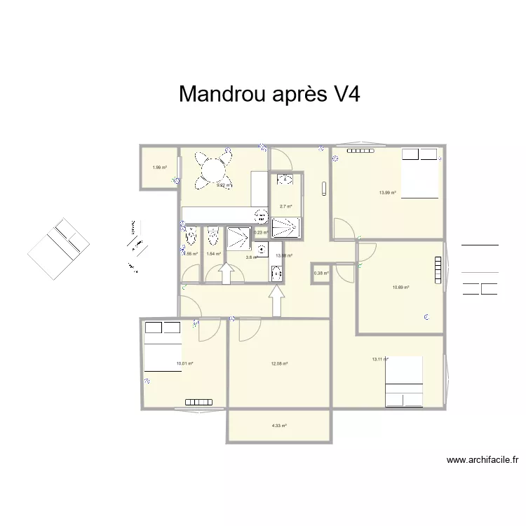 Castelneau Mandrou apr&egrave;s V4. Plan de 