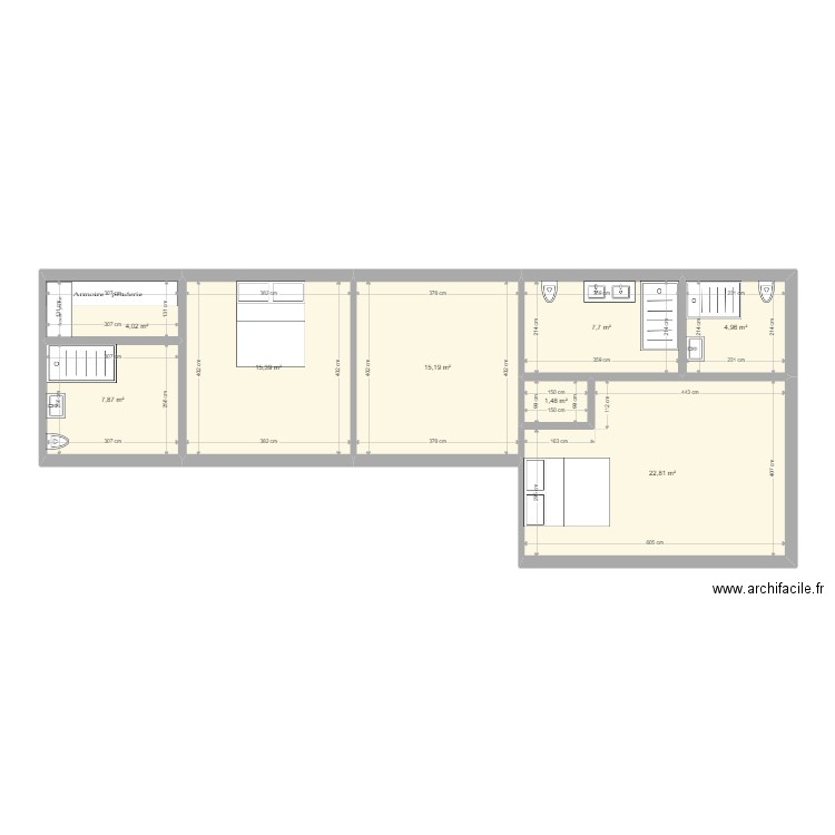 CHATEAU GARAUC R+2 PROJET. Plan de 8 pièces et 79 m2
