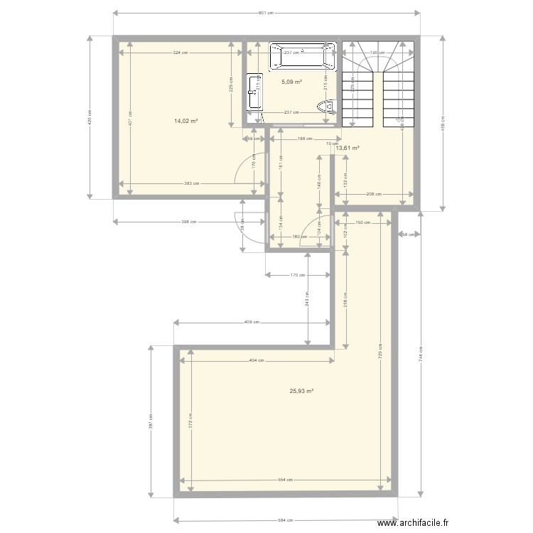 Plan Maison Esbly. Plan de 4 pièces et 59 m2