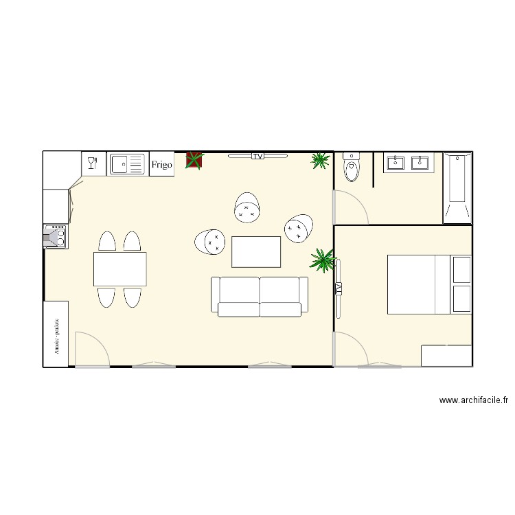 APPARTEMENT 50 M2 BATIMENT C. Plan de 3 pièces et 50 m2