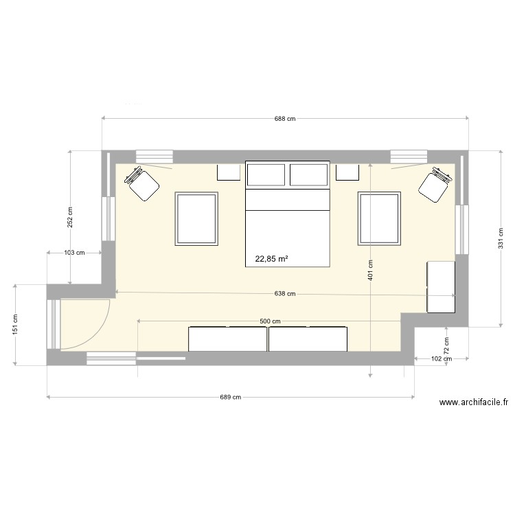 Chambre RDC meublée MM. Plan de 0 pièce et 0 m2