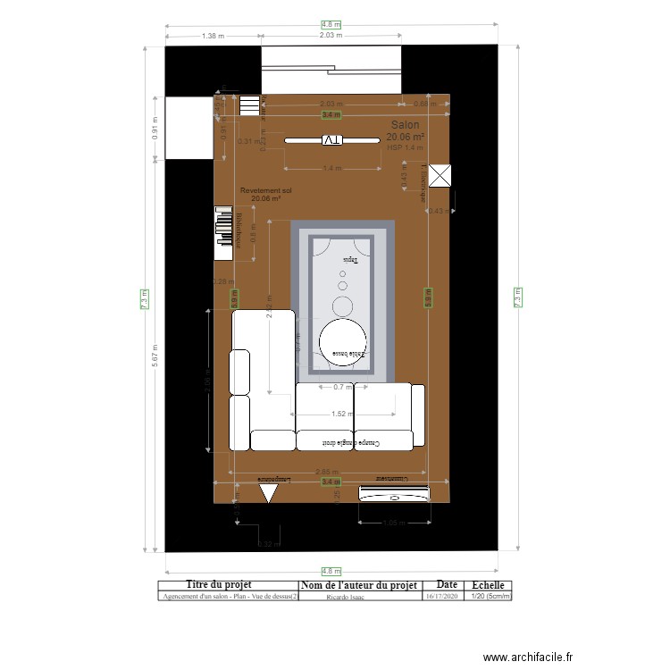 Agencement salon plan vue de dessus  Proposition 2 modifier final. Plan de 0 pièce et 0 m2