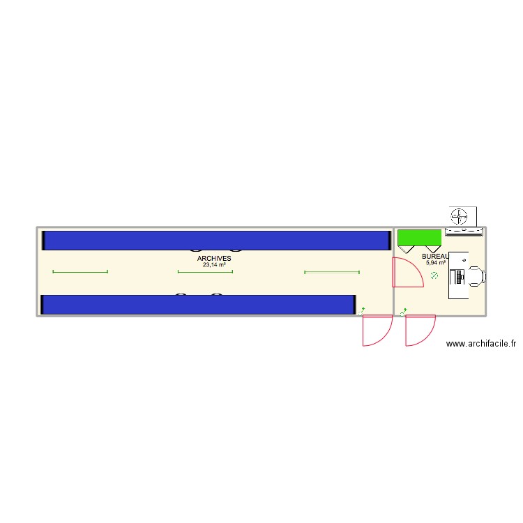 ARCHIVES. Plan de 2 pièces et 29 m2