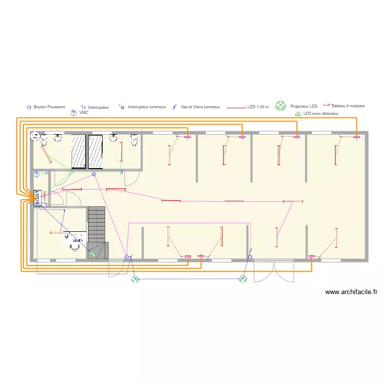 Projet Outil en Main Plan RDC Sh&eacute;ma &eacute;clairage et VMC. Plan de 