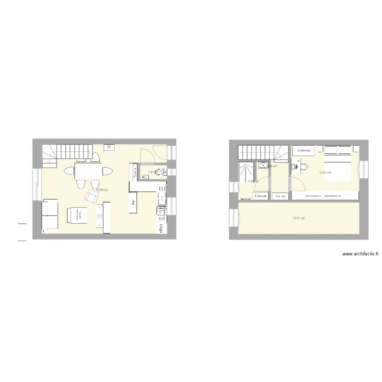 plan appart PG 51. Plan de 6 pièces et 66 m2