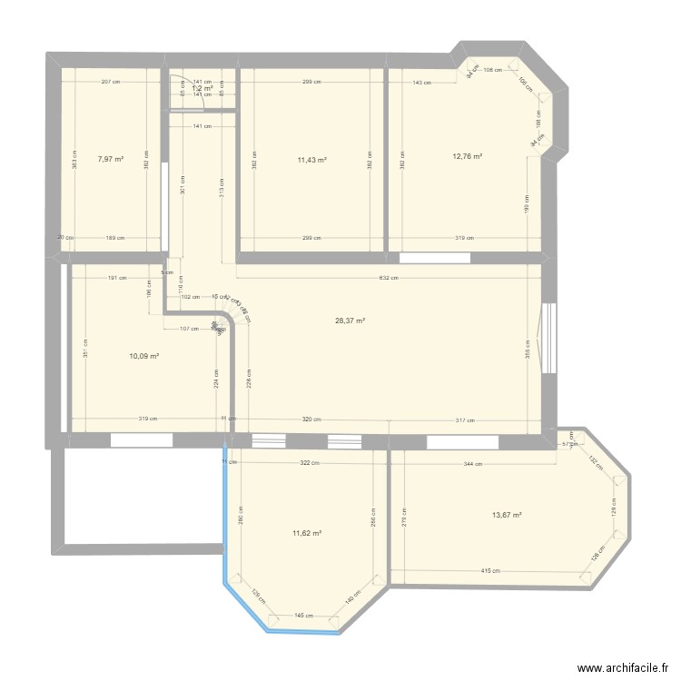final_cluse-etage. Plan de 8 pièces et 97 m2