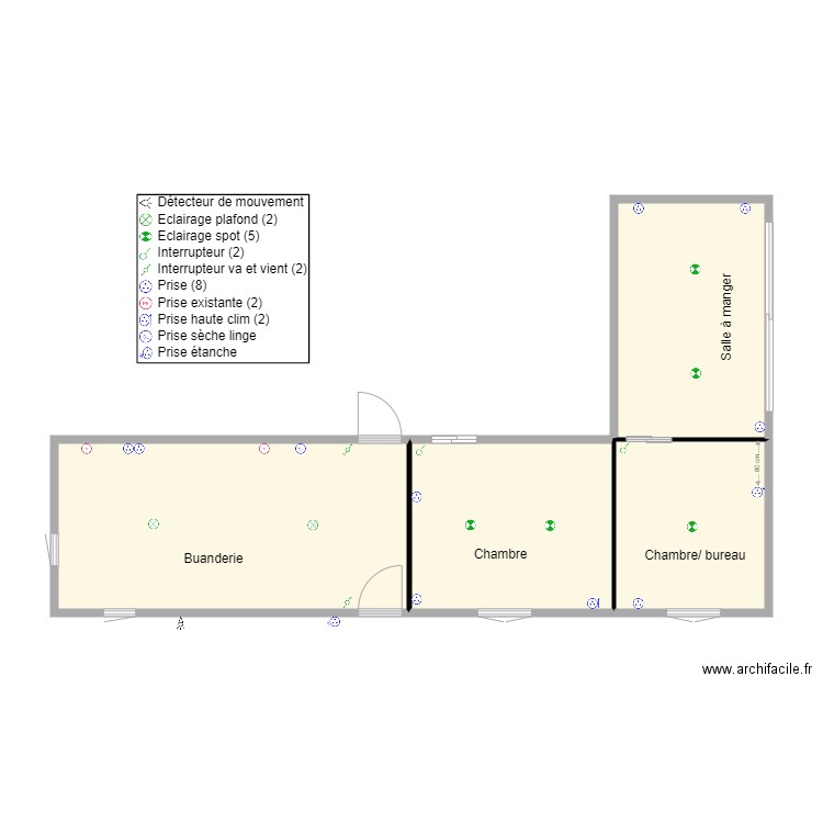 Shemas electrique Madoem. Plan de 4 pièces et 51 m2