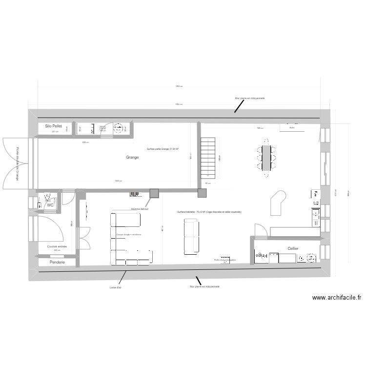 Grange Pressigny Rez de Chaussée . Plan de 0 pièce et 0 m2