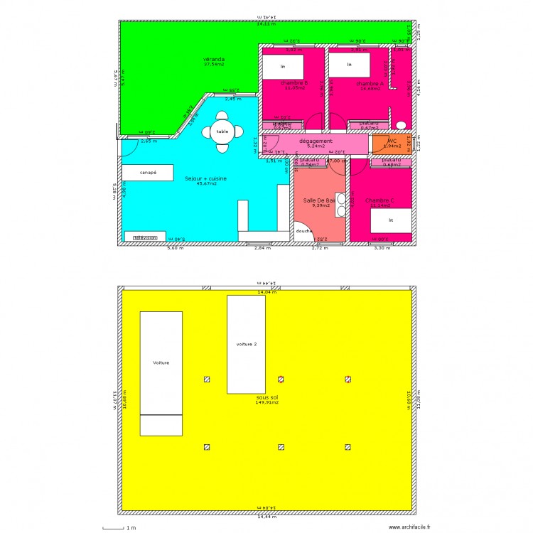fredo 1   ss sol couleur. Plan de 0 pièce et 0 m2