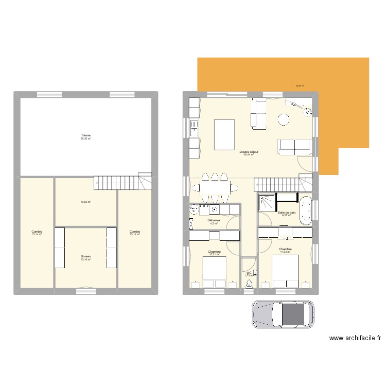 Maison St pée angle sans sous sol. Plan de 11 pièces et 167 m2