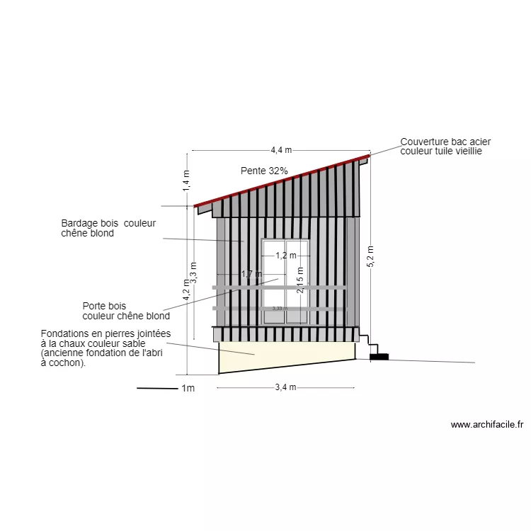 FACADE NORD ATELIER APRES. Plan de 
