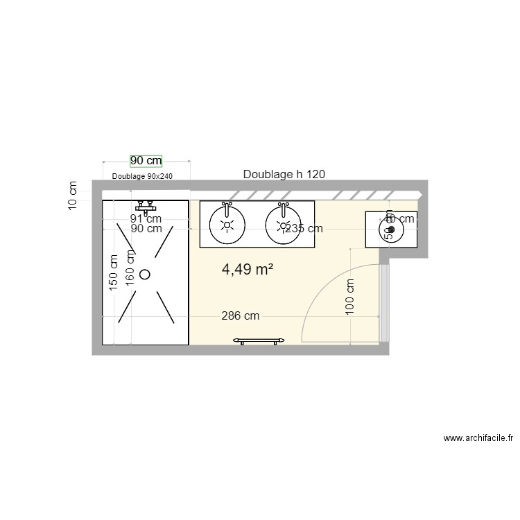 Salle de bain (DREYFUS)2. Plan de 1 pièce et 4 m2