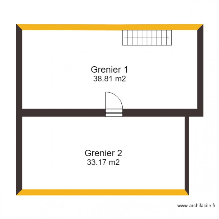 Grenier Sans cotations. Plan de 0 pièce et 0 m2