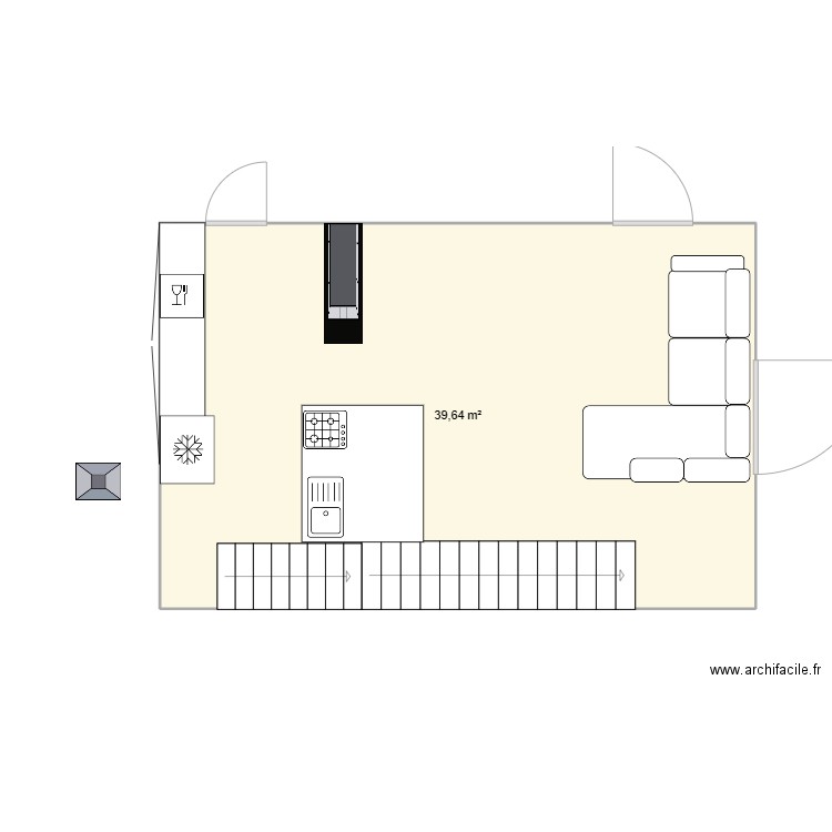 cuisine salon. Plan de 0 pièce et 0 m2