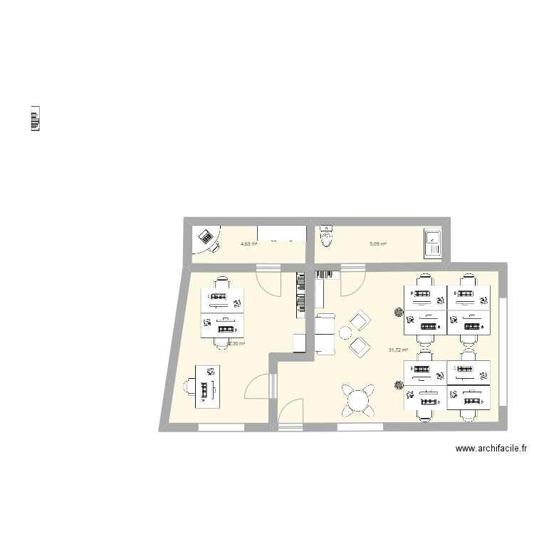 CCBG - Sylvie Poupart, SALIES. Plan de 4 pièces et 59 m2