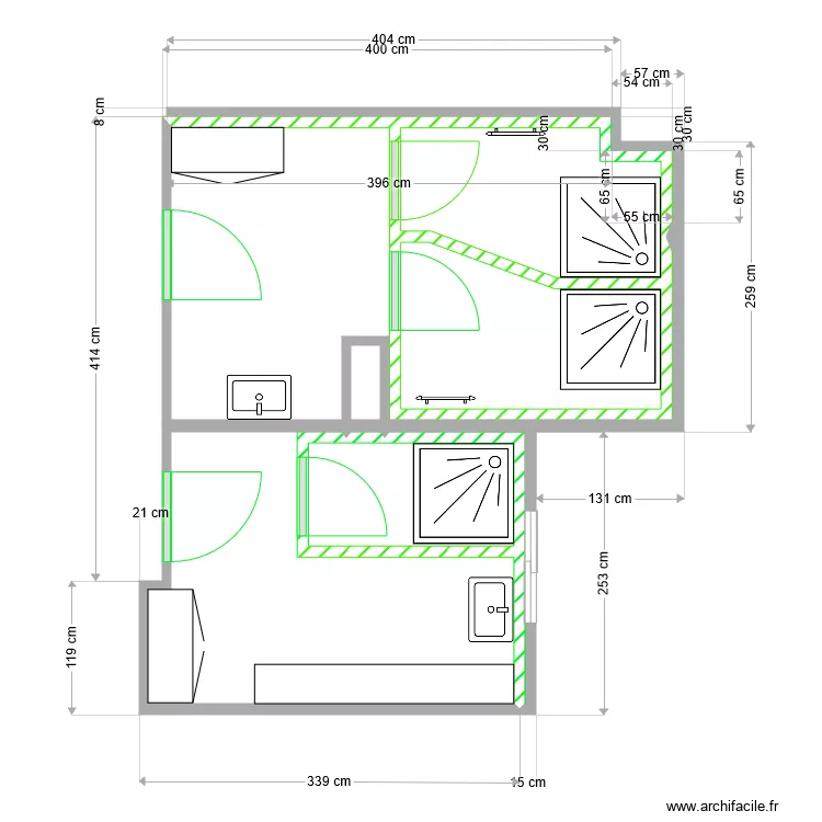 Douche HB V1. Plan de 