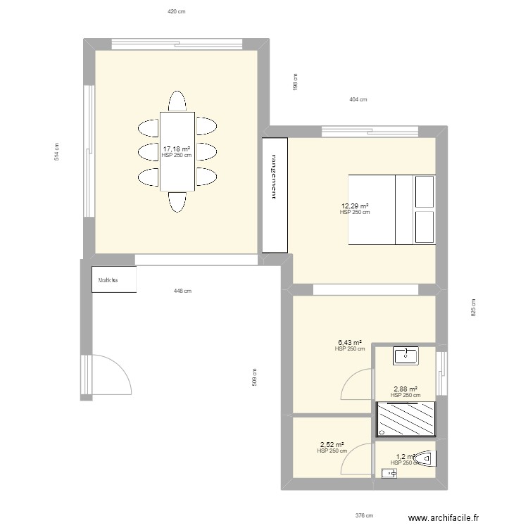 FR GIBERT V2. Plan de 6 pièces et 43 m2