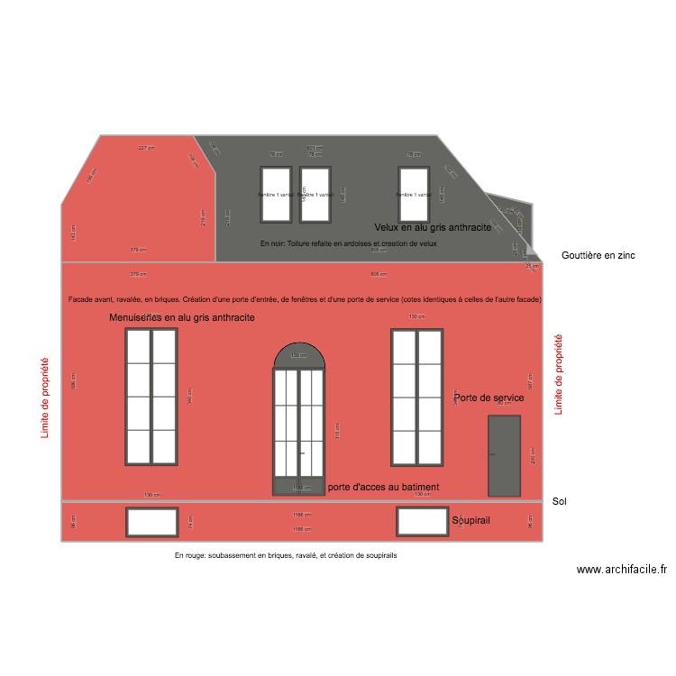 Plan facade avant Après 2. Plan de 0 pièce et 0 m2