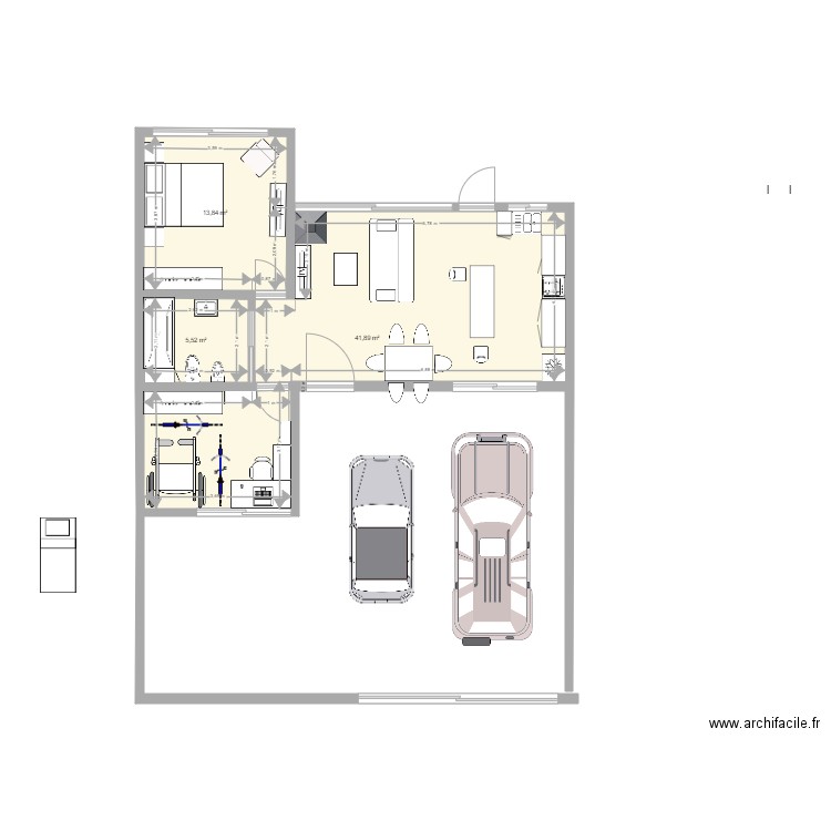 bicentenaria sin cochera. Plan de 3 pièces et 61 m2