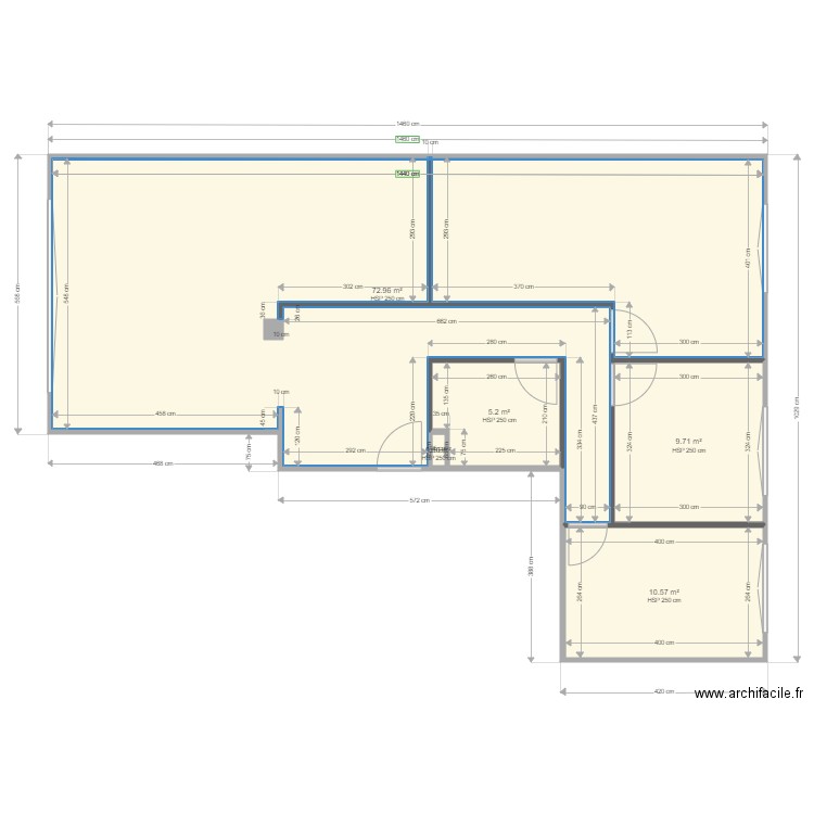 AS 119 GAUCHE  3CH. Plan de 5 pièces et 99 m2