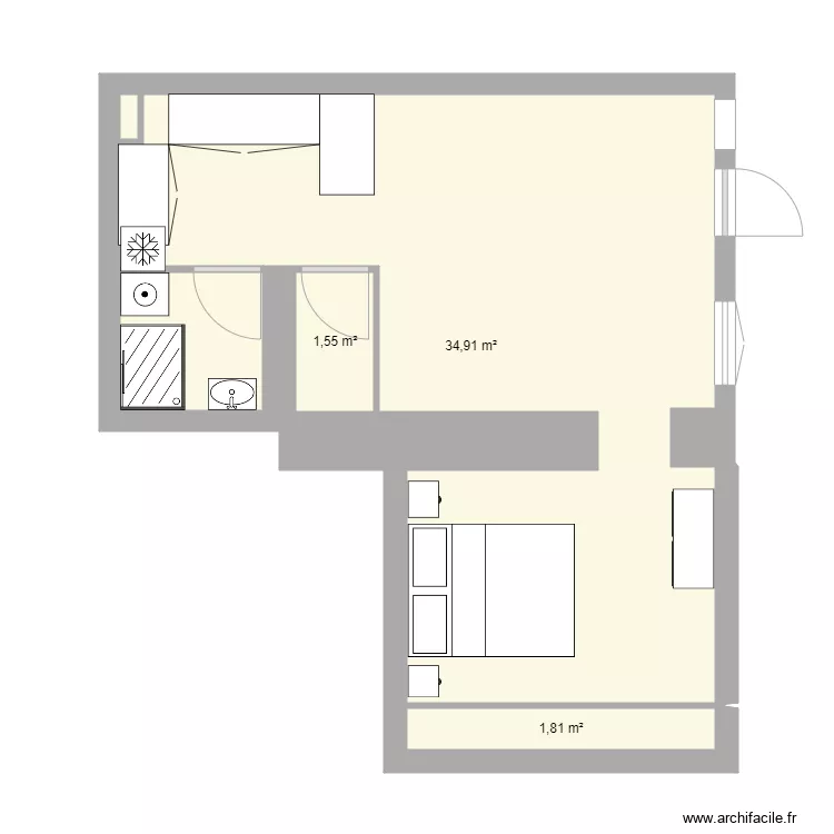 T2 RDC Jonqui&egrave;res. Plan de 