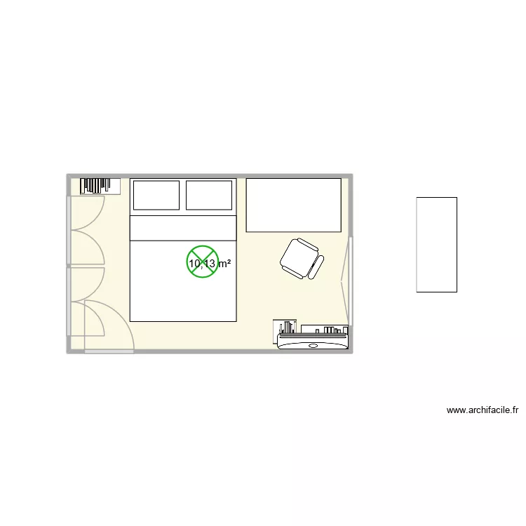 Chanbre O. Plan de 1 pièce et 10 m² Chanbre O. Plan de 1 pièce et 10 m²