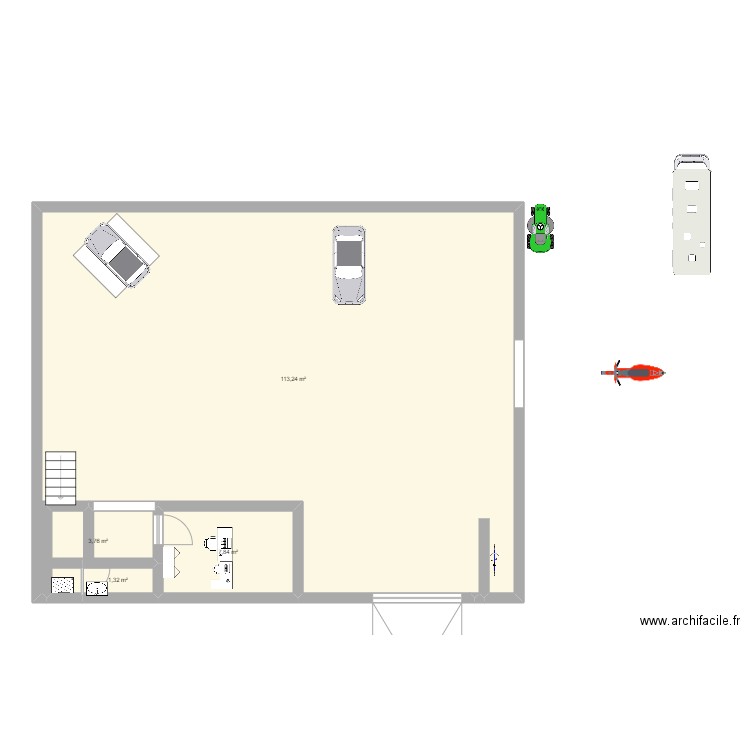 garage. Plan de 4 pièces et 126 m2