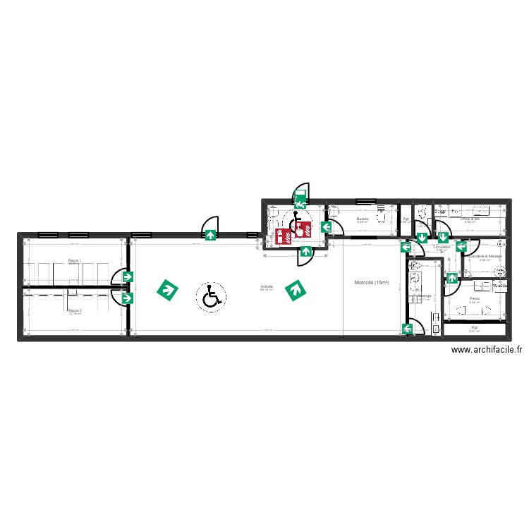 Alfortville Projet V3 JORDAN EVAC. Plan de 13 pièces et 130 m2