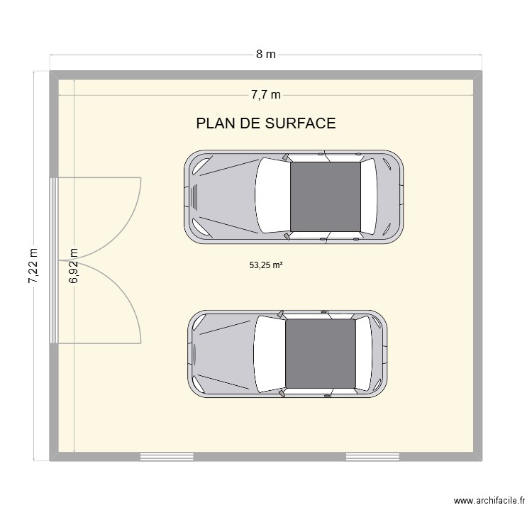 PLAN DE SURFACE. Plan de 1 pièce et 53 m2