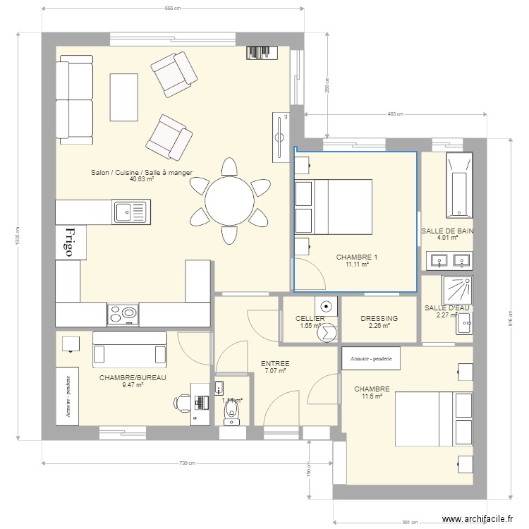 TENTATIVE PLAIN PIED. Plan de 0 pièce et 0 m2