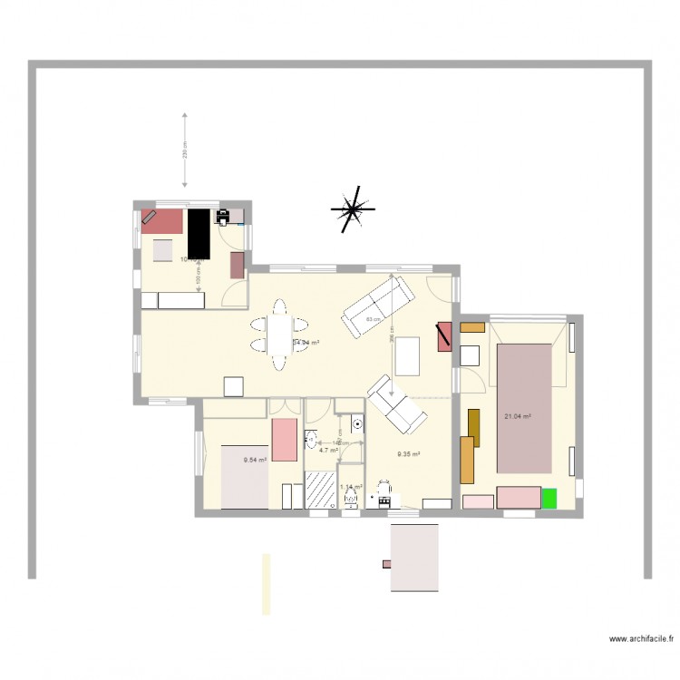 1 chambre 70m . Plan de 0 pièce et 0 m2