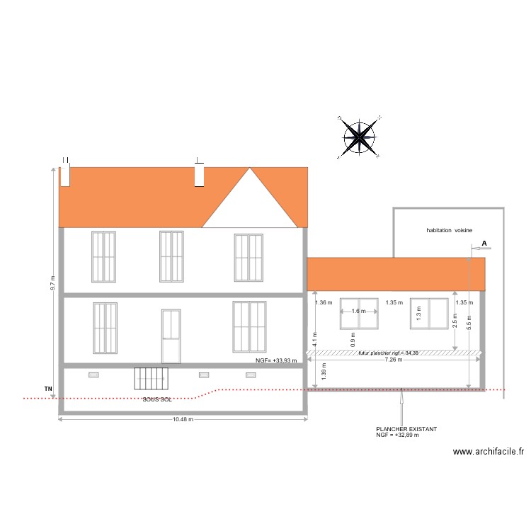 facade . Plan de 0 pièce et 0 m2