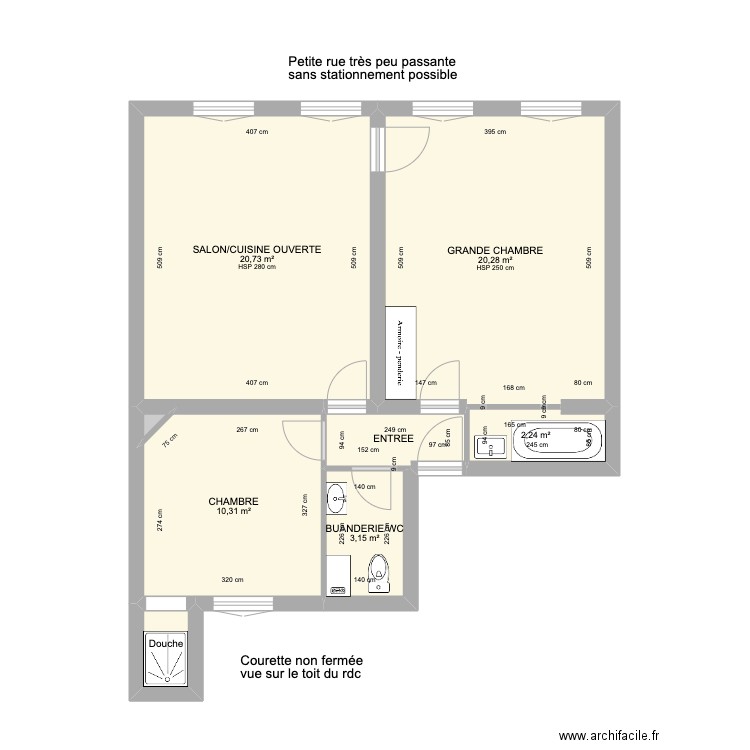 60M2 RDC SURELEVE 5. Plan de 8 pièces et 60 m2