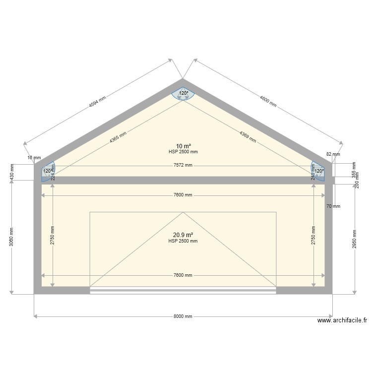 pignon garage. Plan de 0 pièce et 0 m2