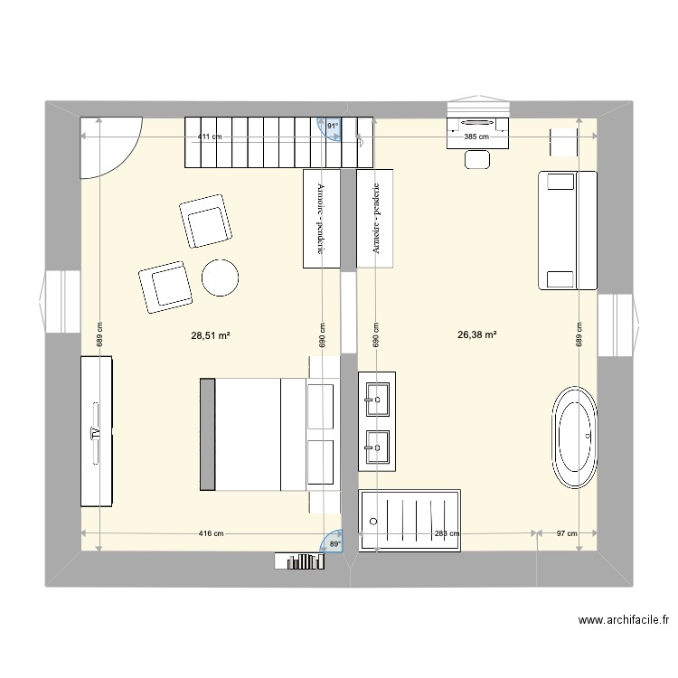 quarto 1 piso 1. Plan de 0 pièce et 0 m2