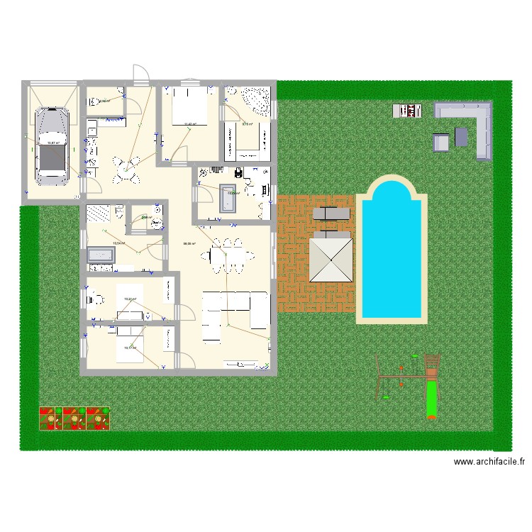 maison tom. Plan de 10 pièces et 141 m2