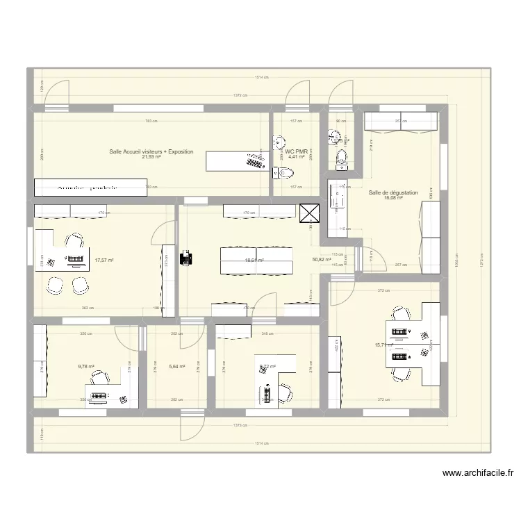 Plan bureau new V1 2WC. Plan de 