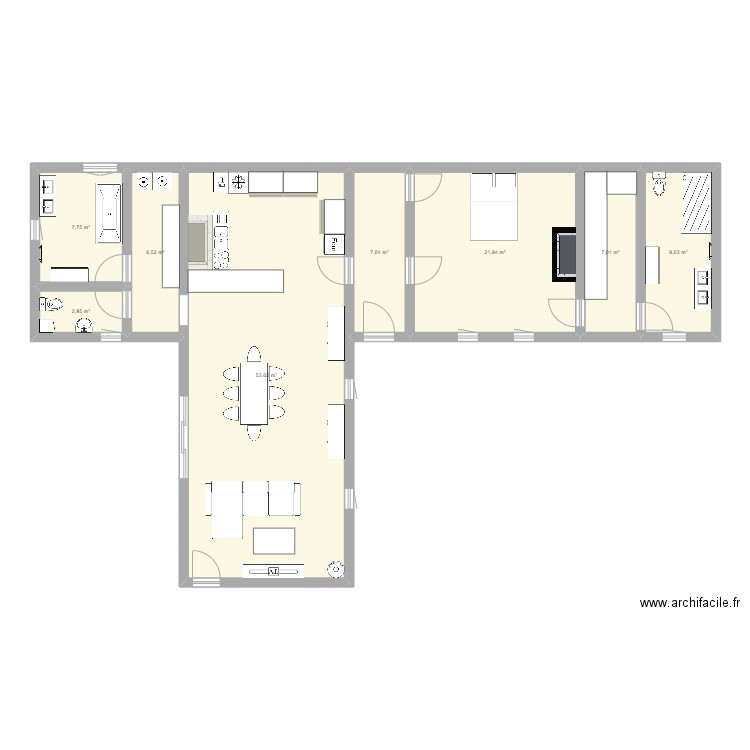 projet 2. Plan de 8 pièces et 116 m2