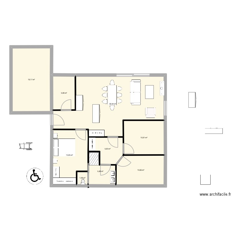 Hinx2. Plan de 9 pièces et 113 m2